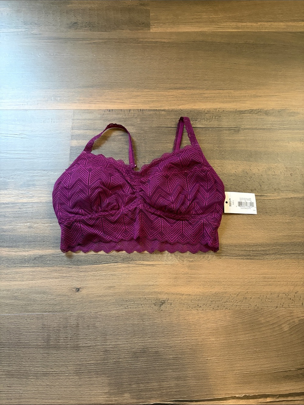 Kohl's SO Plum Lace Bralette with Scalloped Hem NWT Size Large